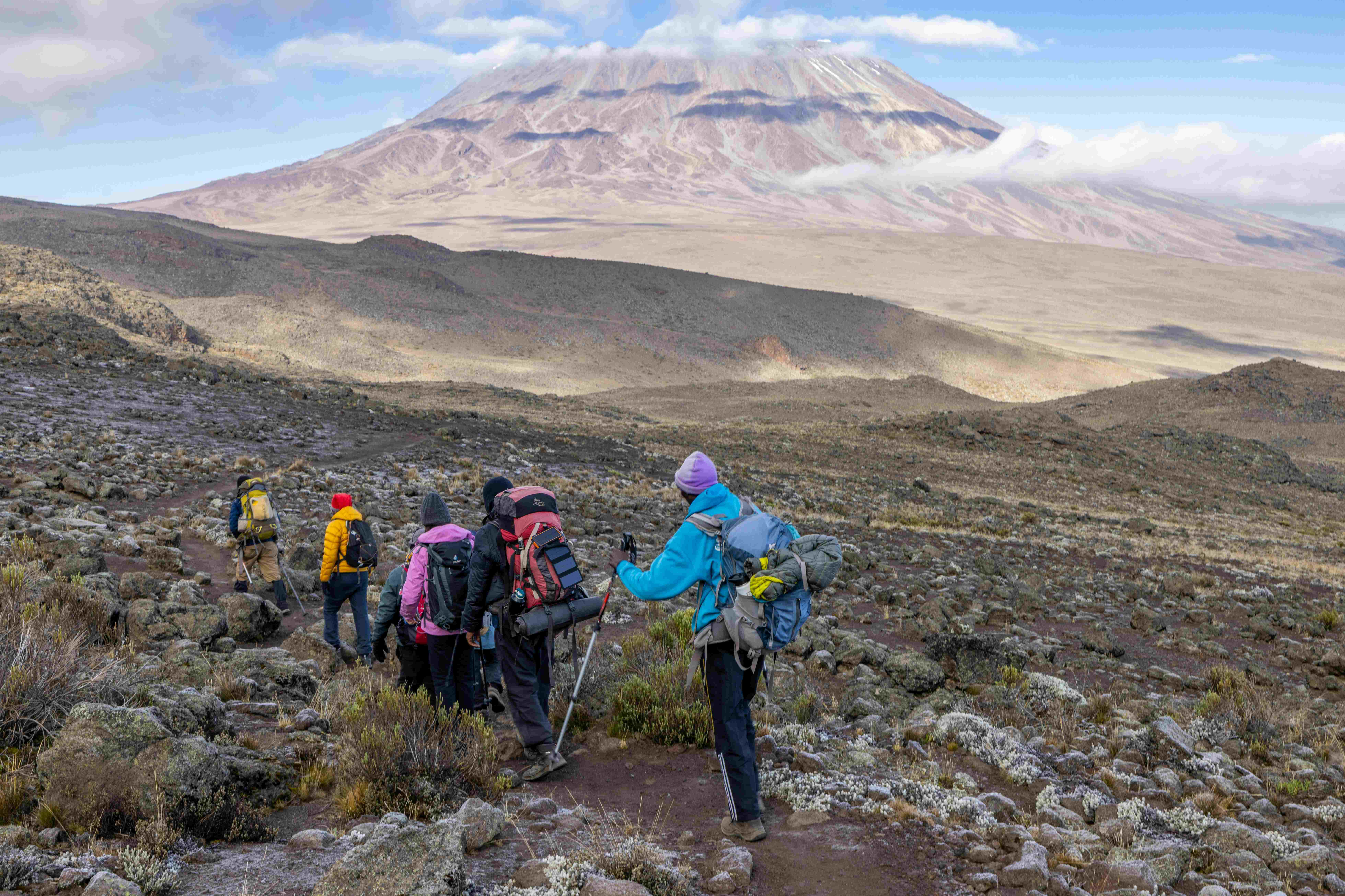 Hikers on Mount Kilimanjaro