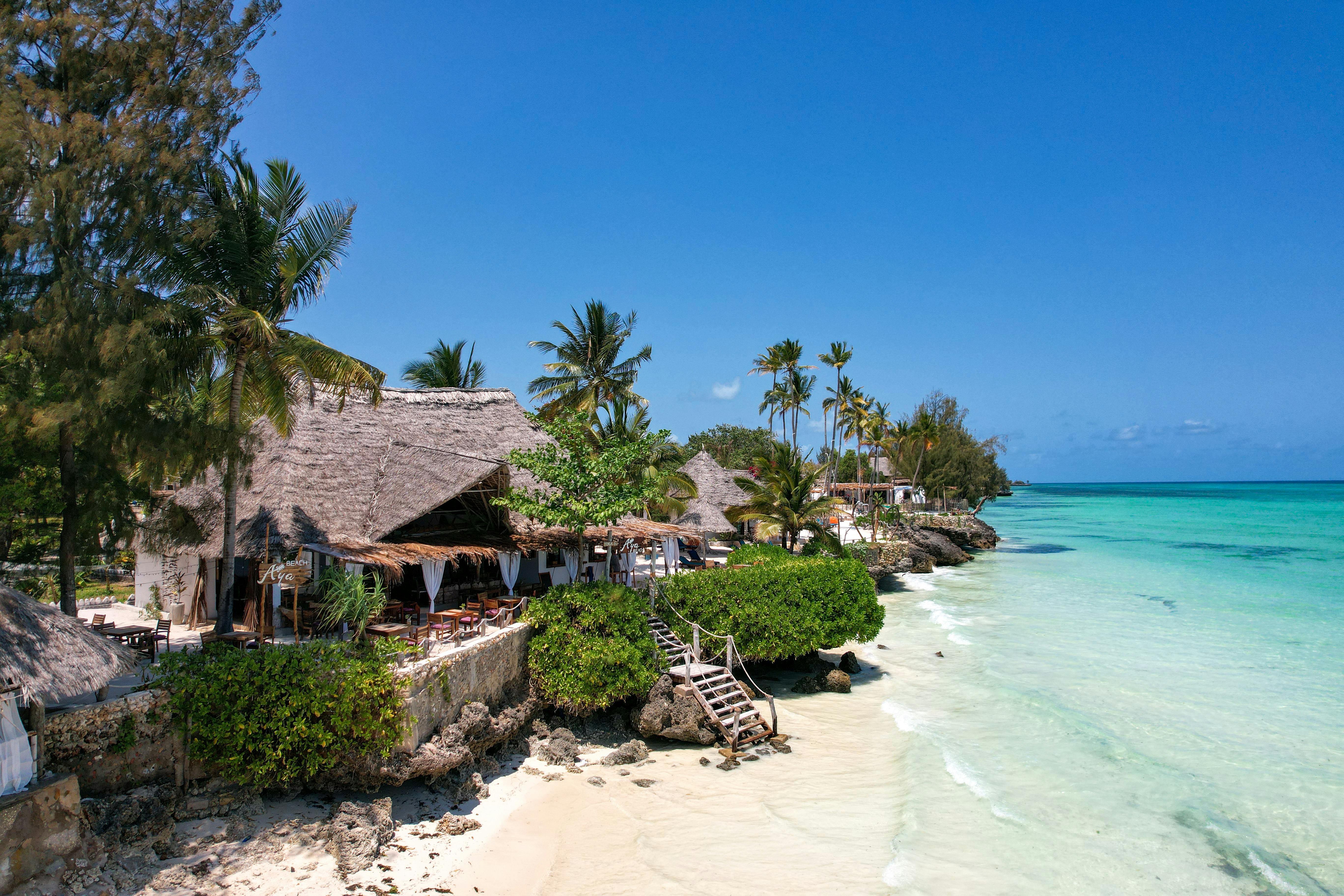 Zanzibar beach and safari vehicle