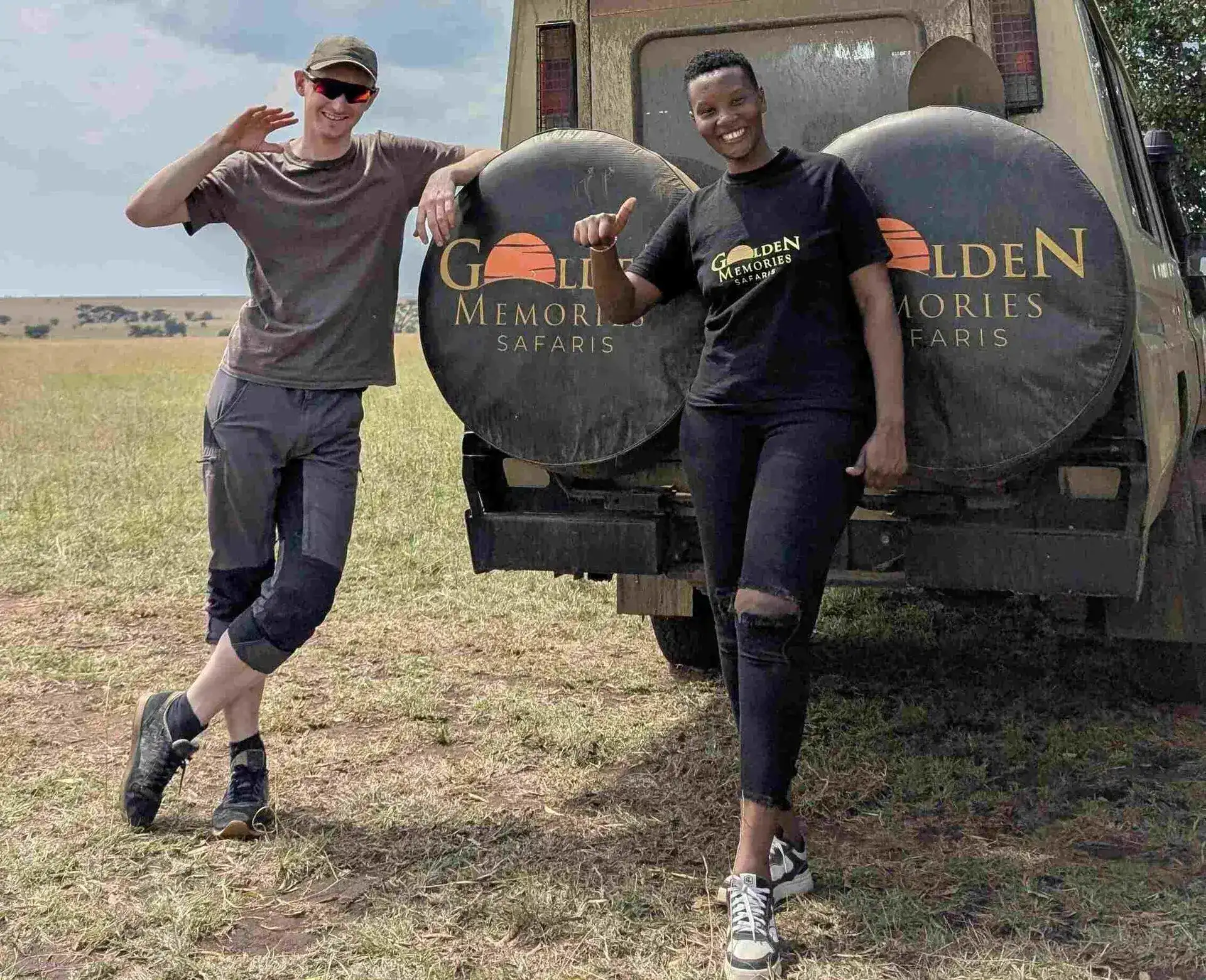 Travelers enjoying a budget safari in Tanzania